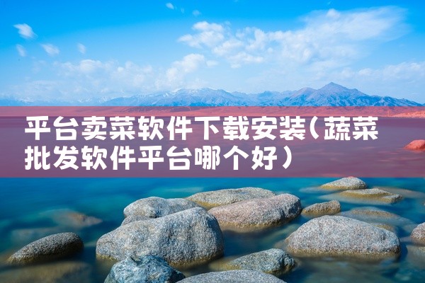 平台卖菜软件下载安装