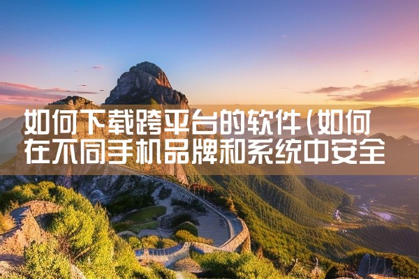 如何下载跨平台的软件