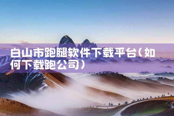 白山市跑腿软件下载平台